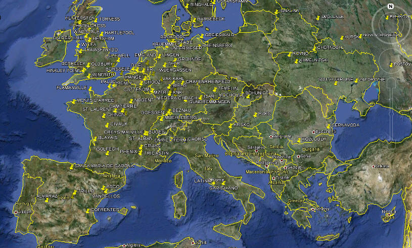 Google Earth Display of Worldwide Nuclear Sites
